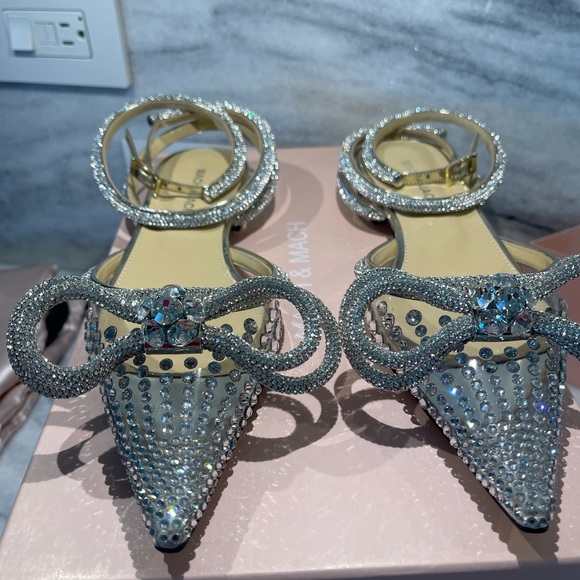 MACH & MACH Double Bow PVC Crystal Rays Flats (15mm) NIB size 38 - Picture 3 of 12